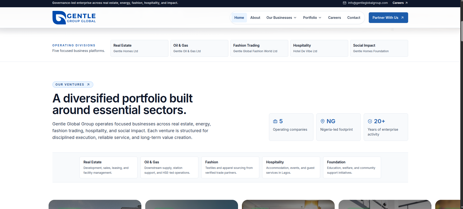 Gentle Global Group website, project image 1
