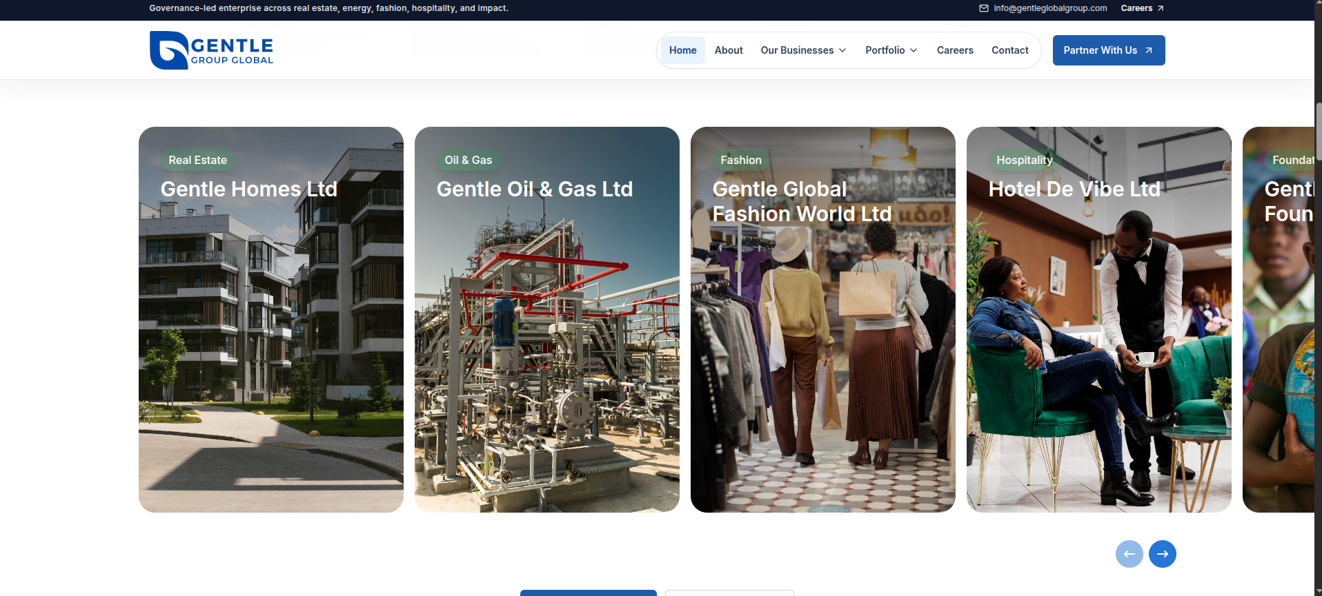 Gentle Global Group website, project image 2