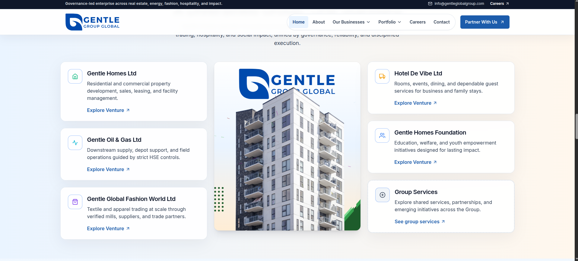 Gentle Global Group website, project image 4