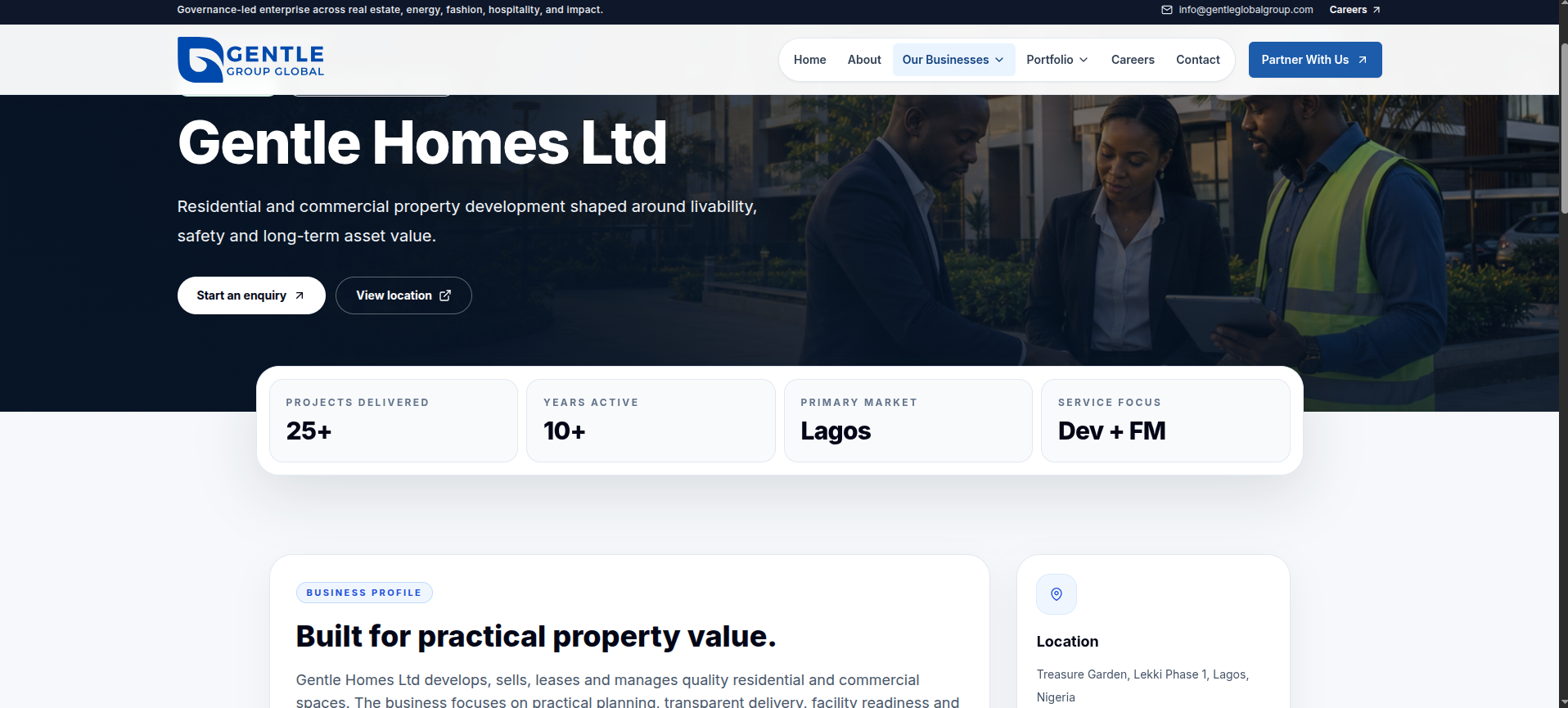 Gentle Global Group website, project image 5