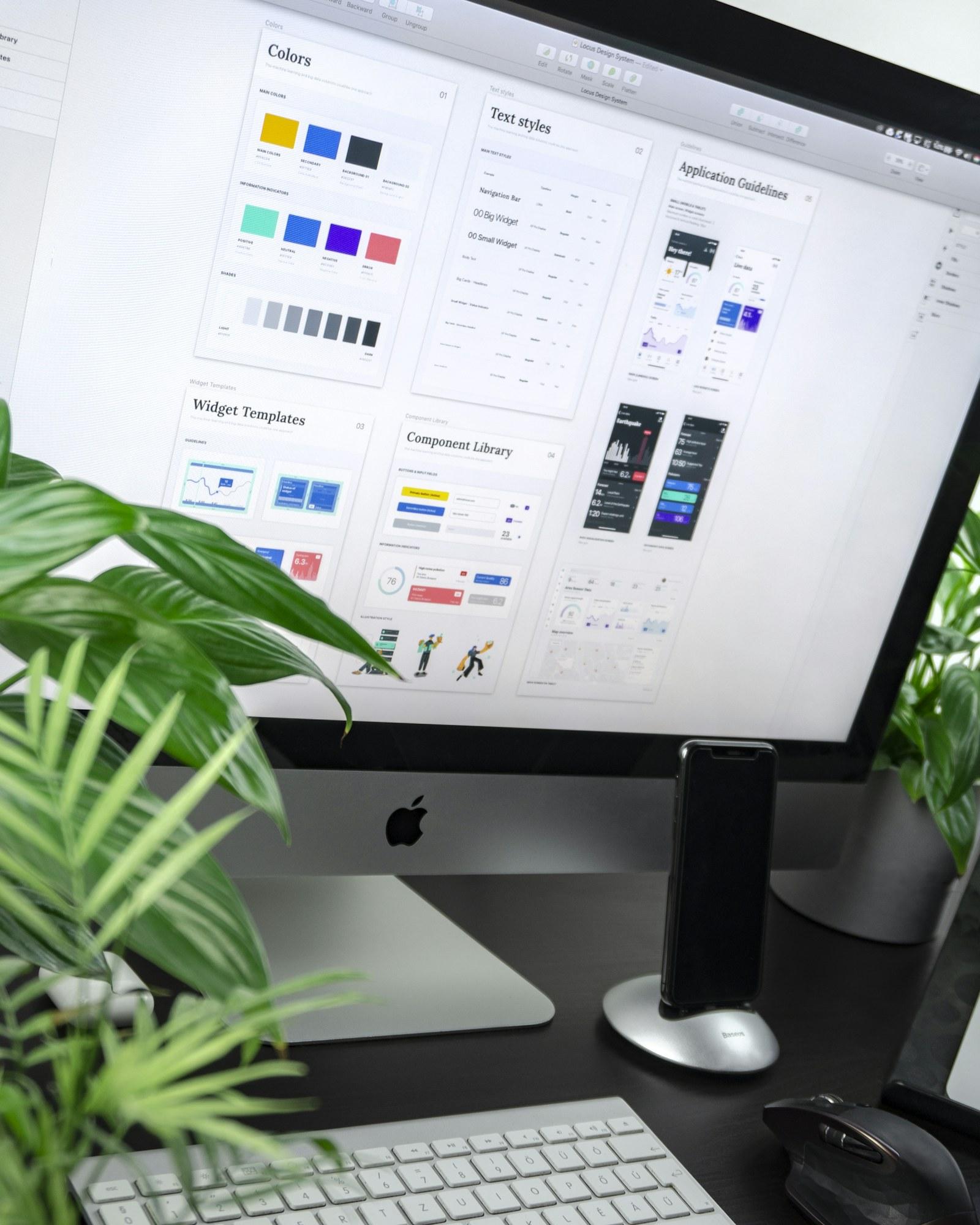 Design system displayed on a desktop monitor