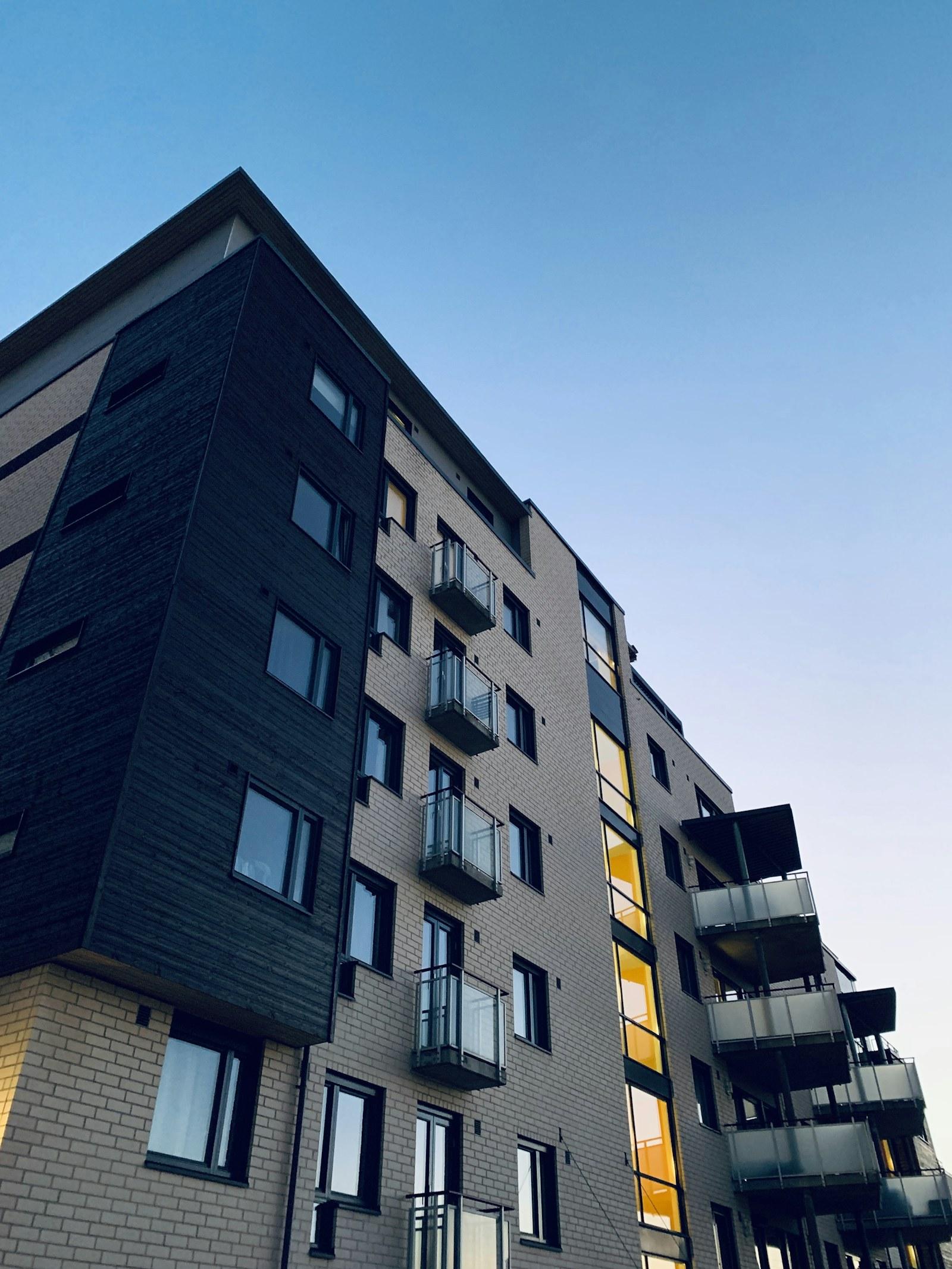 Apartment buildings viewed from below