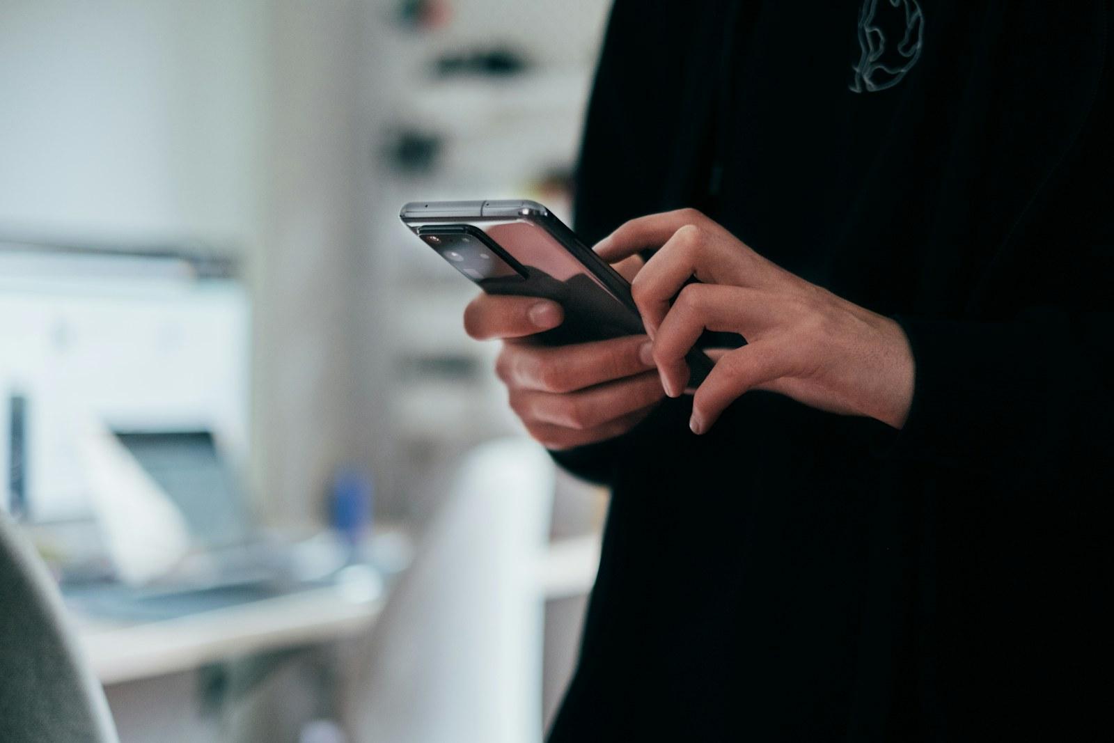 Person using an Android smartphone
